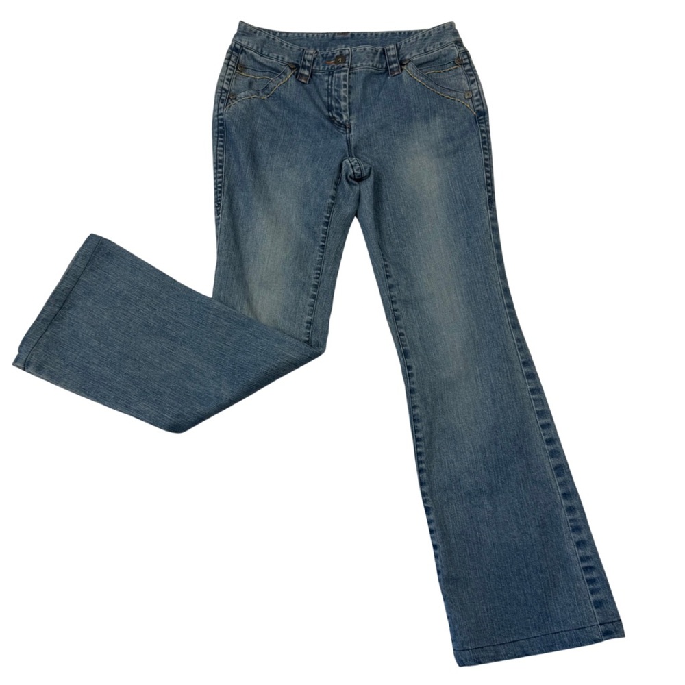 90s Y2K Low Rise to Mid Rise Bootcut Medium Wash Denim Jeans by INC - Size 6